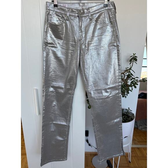 Gap '90s Loose Mid Rise Metalic Silver Jeans, 6L, NWOT - Picture 1 of 4